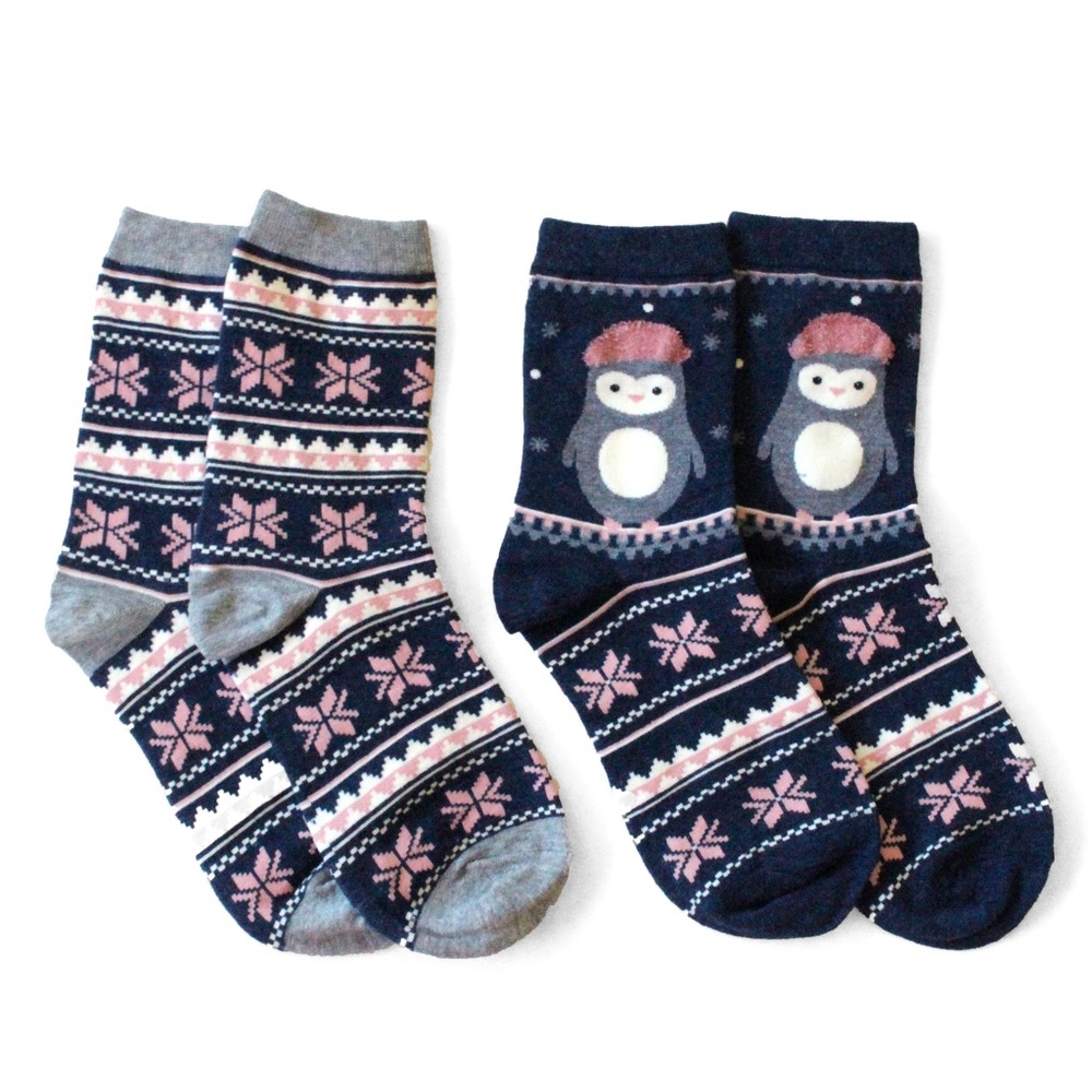 Christmas winter penguin socks two pairs